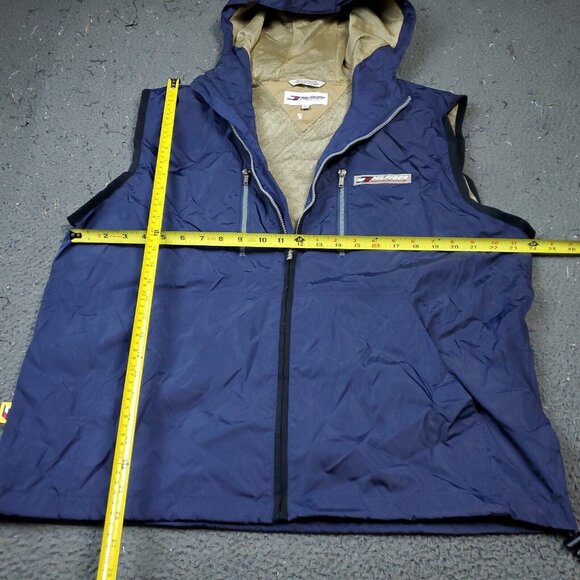 VINTAGE Tommy Hilfiger Nylon Vest Jacket Mens L Large Blue Nylon Hoodie Zip - Picture 7 of 9